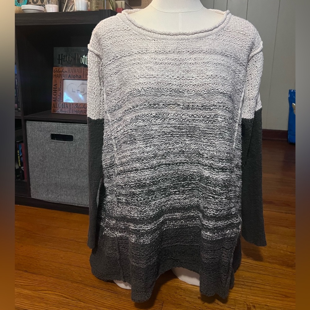 Free People Black and Gray Gradient Sweater